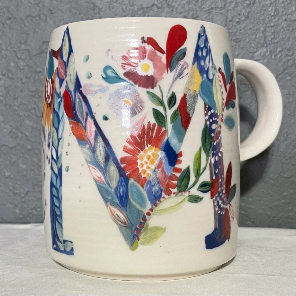 Anthropologie Starla M. Halfmann mug- Floral M